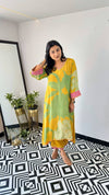 Gul Lime Yellow Floral Kurta Set