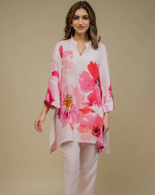 SEHER PINK FLORAL PRINTED SUIT